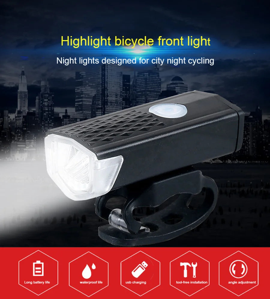 USB Rechargeable LED Bike Headlight & Taillight Set