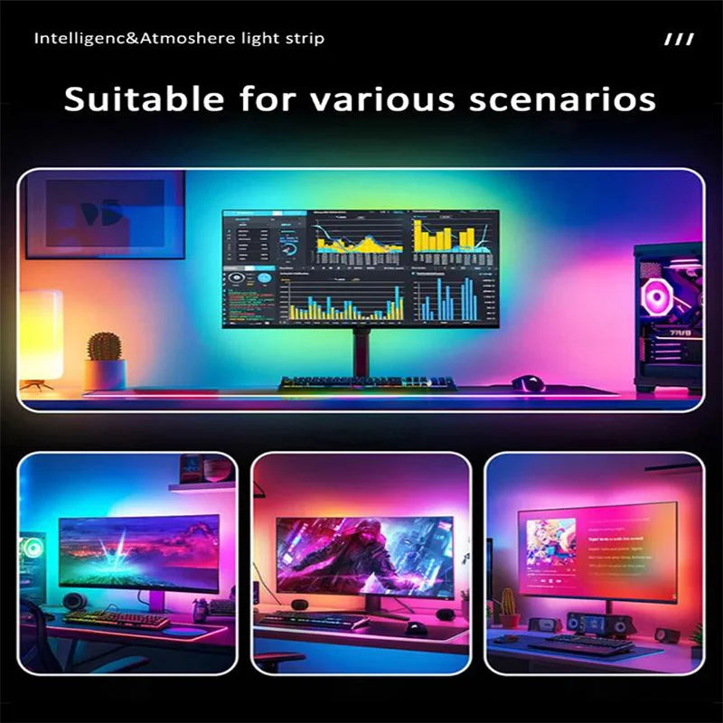 RGBIC LED Monitor Backlight, USB + App & Music Sync (24–34