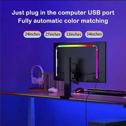 RGBIC LED Monitor Backlight, USB + App & Music Sync (24–34")