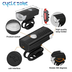 USB Rechargeable LED Bike Headlight & Taillight Set