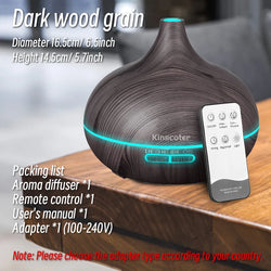 500ml Wood-Grain Ultrasonic Diffuser & Humidifier with Remote and 7-Color LED
