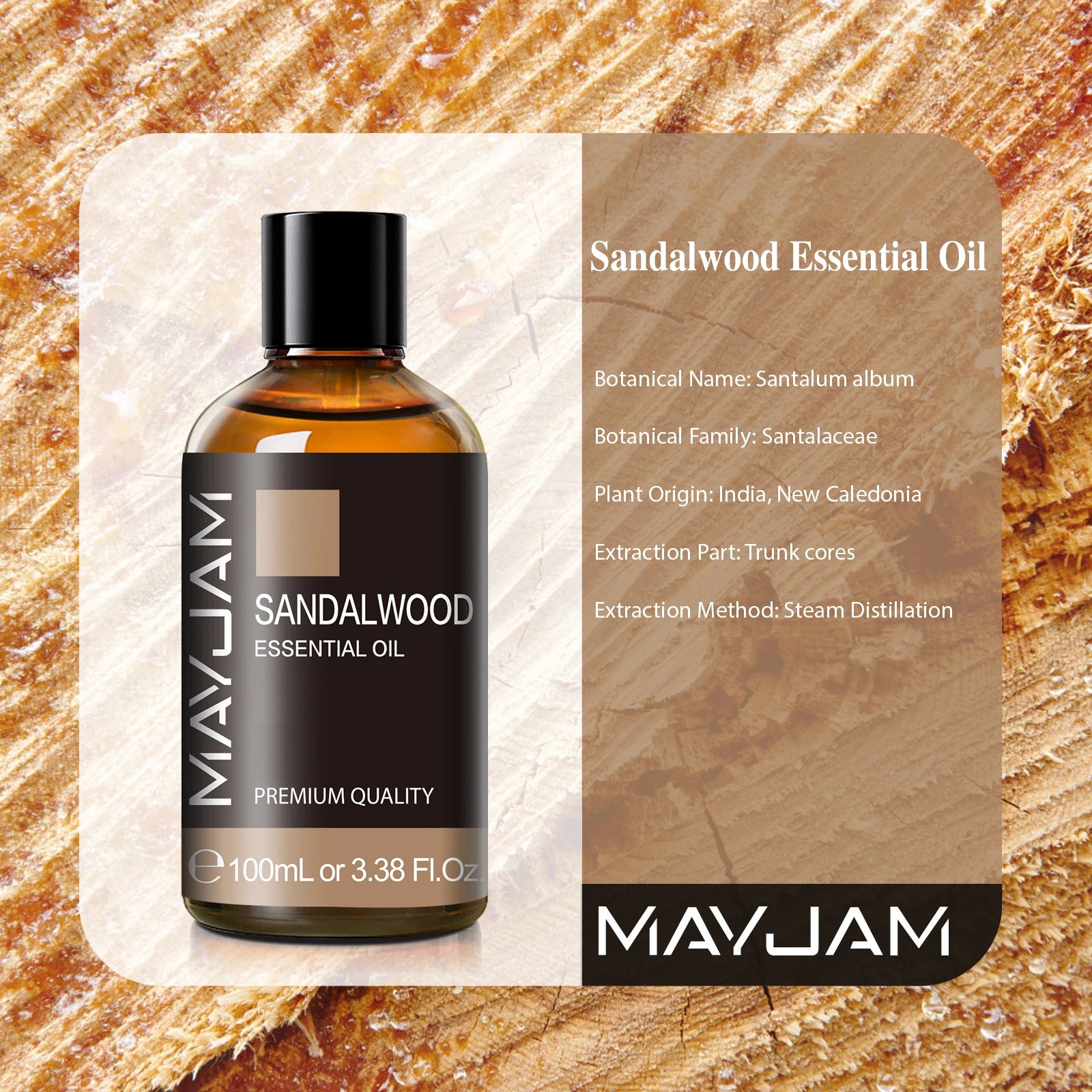 MAYJAM 100ml Essential Oil with Dropper (Sandalwood, Lavender, Eucalyptus, Vanilla)