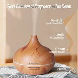 500ml Wood-Grain Ultrasonic Diffuser & Humidifier with Remote and 7-Color LED