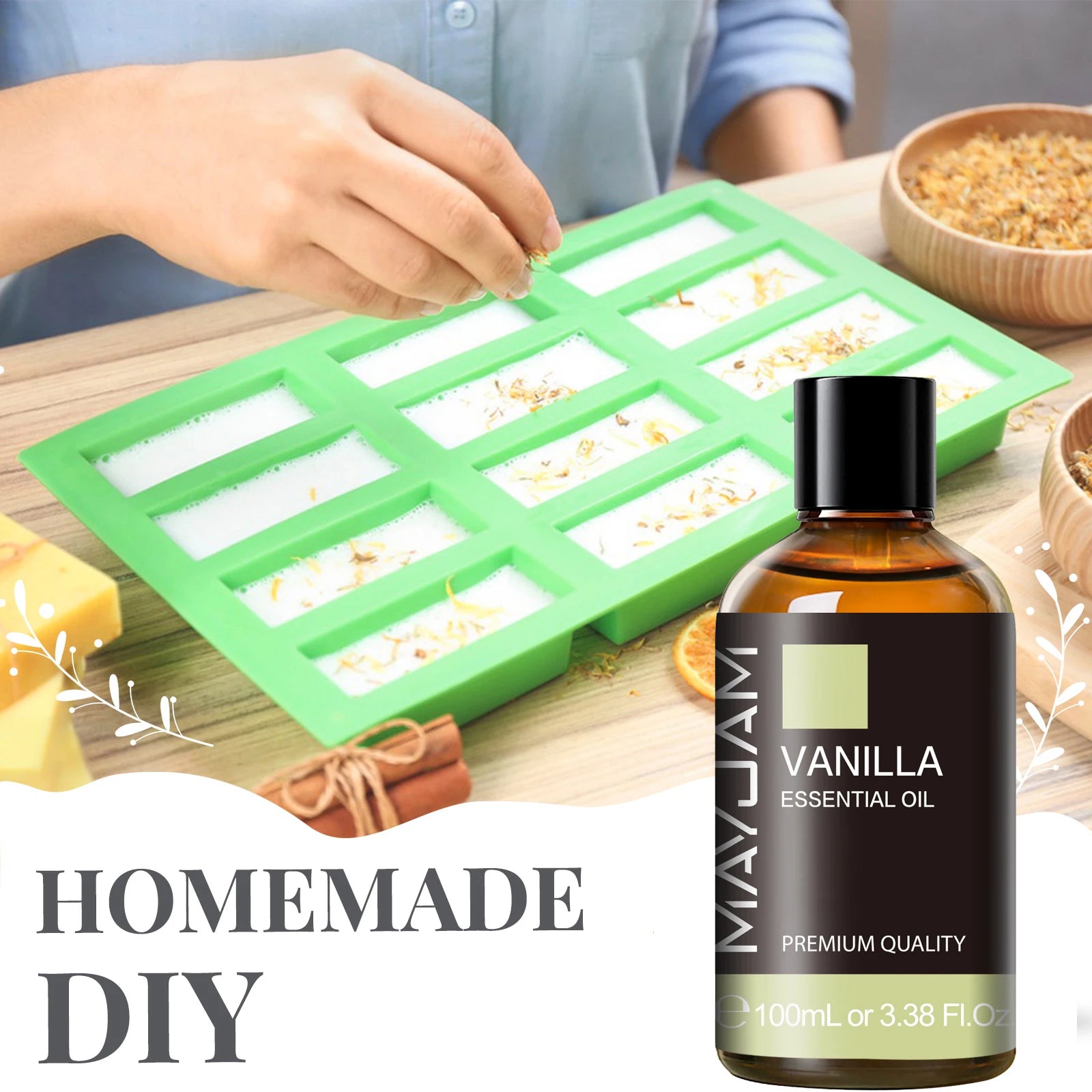MAYJAM 100ml Essential Oil with Dropper (Sandalwood, Lavender, Eucalyptus, Vanilla)