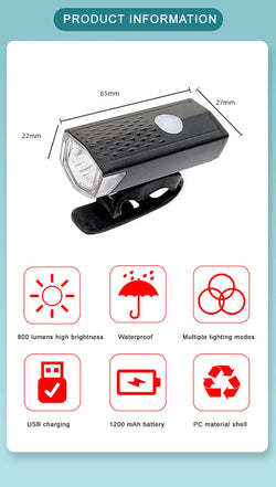 USB Rechargeable LED Bike Headlight & Taillight Set