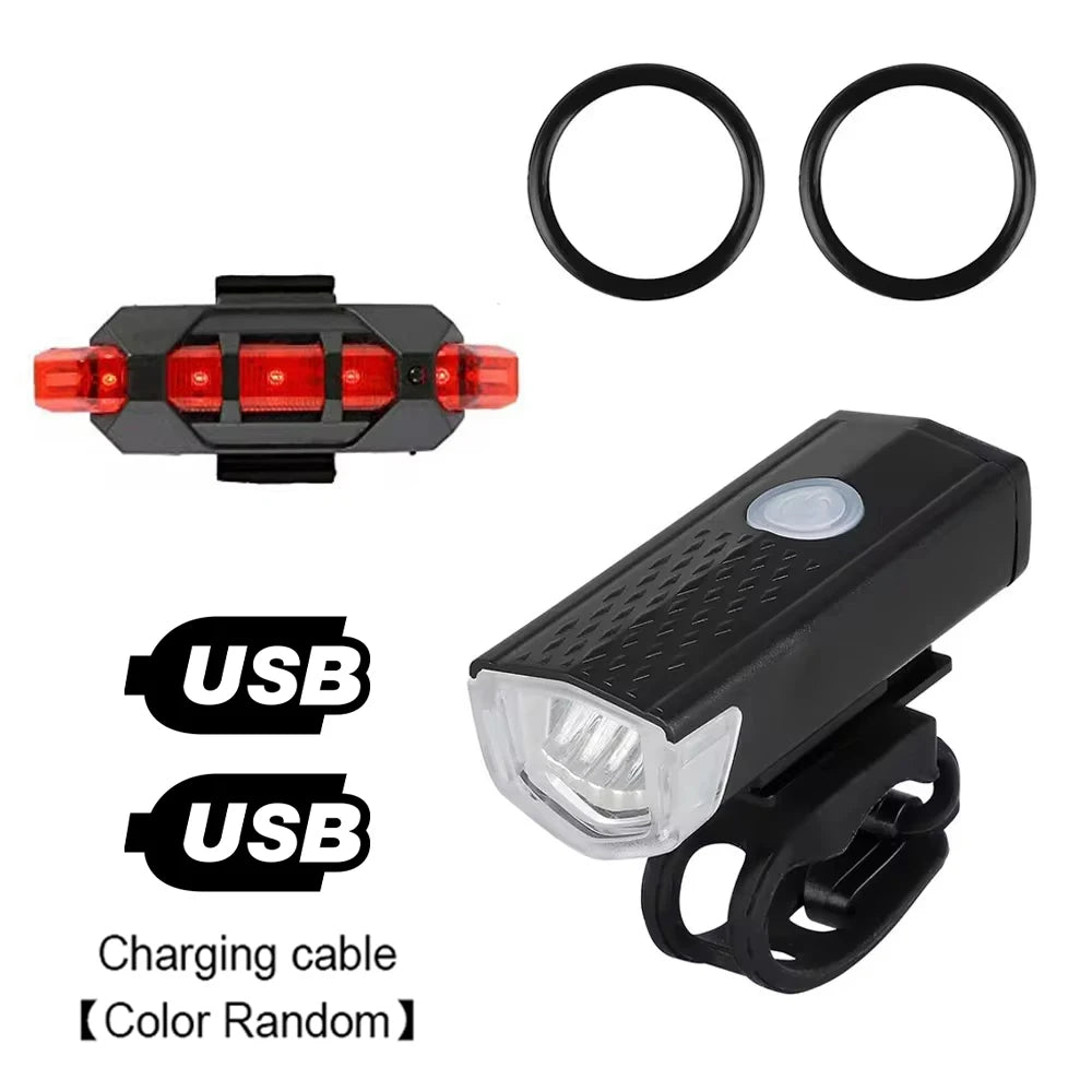 USB Rechargeable LED Bike Headlight & Taillight Set